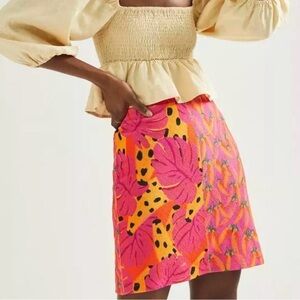 NWT Farm Rio for Anthropologie Chili Peppers/ Monstera Knit Mini Skirt